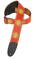 LEVY'S MPJG-SUN-RED гитарный ремень, ширина 5 см, полипропилен, цвет красный с желтым тиснением "Солнце", длина до 135 см