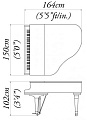KAWAI GE30G M/PEP Кабинетный рояль, цвет черный полированный, длина 164см, еловая дека 1,17м2, механизм Millennium III