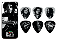DUNLOP BOB-PT03М Bob Marley Silver Portrait Набор медиаторов в жестяном коробке, Medium (6 шт)