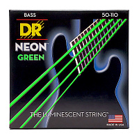 DR NGB-50 струны для 4-струнной бас-гитары, калибр 50-110, серия HI-DEF NEON™, обмотка никелированная сталь, покрытие люминесцентное