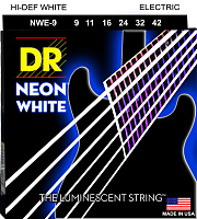 DR NWE-9 струны для электрогитары, калибр 9-42, серия HI-DEF NEON™, обмотка никелированная сталь, покрытие люминесцентное