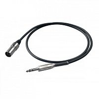 PROEL BULK230LU2  Микрофонный кабель, XLR папа стерео Jack 6.3 мм, длина 2 метра	