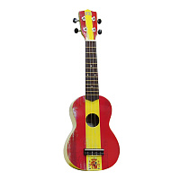 WIKI UK/ESP  гитара укулеле сопрано, рисунок "испанский флаг", чехол в комплекте