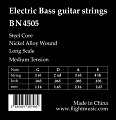 FLIGHT BN4505 струны для 4-струнной бас-гитары, 40-105, натяжение Medium, обмотка никель