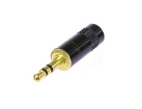 Neutrik NYS231LBG кабельный разъем джек стерео 3.5 мм папа, металлический черный корпус, золоченые контакты