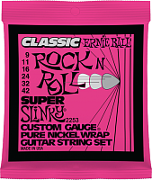 Ernie Ball 2253 струны для электрогитары Classic Pure Nickel Super Slinky, 9-11-16-24w-32-42