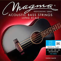 Magma Strings BA160G  Струны для акустической бас-гитары, серия Gold Alloy 85/15, калибр: 45-65-80-100, обмотка круглая, бронзовый сплав, натяжение Medium Light