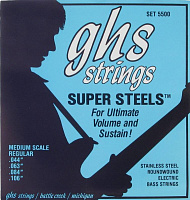GHS 5500 Струны для бас-гитары, 44-63-84-106, обмотка нержавеющая сталь 
