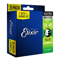 Elixir 16552 Electric OPTIWEB Custom Light (.010-.046) 3-pack  3 комплекта струн для электрогитары, 10-46