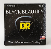 DR BKE-11 струны для электрогитары, калибр 11-50, серия BLACK BEAUTIES™, обмотка никелированная сталь, покрытие есть