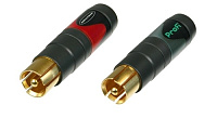 Neutrik NF2C-B/2 кабельный разъем RCA male (пара), черный-красный, позолоченные контакты, на кабель 3-7.3 мм