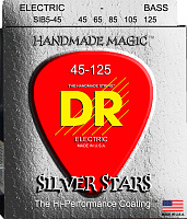 DR SIB5-45 струны для 5-струнной бас-гитары, калибр 45-125, серия SILVER STARS™, обмотка посеребрённая, покрытие есть