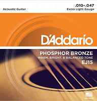 D'ADDARIO EJ15  Extra Light 10-47 Струны для акустической гитары, фосфор/бронза, Extra Light, 10-47