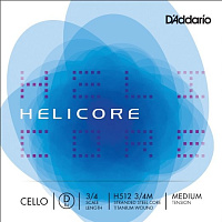 D'ADDARIO H512 3/4M одиночная струна для виолончели, серия Helicore, D 3/4 Medium