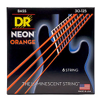 DR NOB6-30 струны для 6-струнной бас-гитары, калибр 30-125, серия HI-DEF NEON™, обмотка никелированная сталь, покрытие люминесцентное