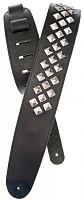 PLANET WAVES 25LGS01 гитарный ремень, кожа, серия Metal Strap Collection, цвет черный, клепки ромбом