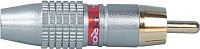 Proel MRCA35RD Разъем RCA, под кабель диаметром 6.2 мм, позолоченные контакты, латунь, цвет серебро, красное кольцо-маркер