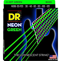 DR NGB6-30/120 струны для 6-струнной бас-гитары, калибр 30-120, серия HI-DEF NEON™, обмотка никелированная сталь, покрытие люминесцентное