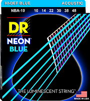 DR NBA-10 струны для акустической гитары, калибр 10-48, серия HI-DEF NEON™, обмотка фосфористая бронза, покрытие люминесцентное