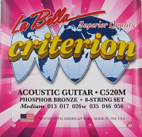 LA BELLA C520M  струны для акустической гитары - Medium, фосфорная бронза, (013-017-026-035-046-056)