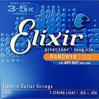 Elixir 12057 NanoWeb  струны для 7-струнной электрогитары Light 10-56