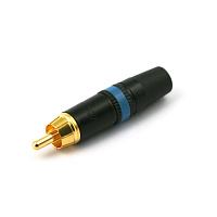 Neutrik NYS373-6 синяя маркировочная полоса, кабельный разъем RCA корпус черный хром, золоченые контакты