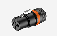 ROXTONE LX3F-Black/Orange Разъем XLR кабельный, "мама", 3-контактный, угловой, корпус - армированный стекловолокном полиамид, контакты - фосфористая бронза, покрытие контактов - золото, цвет черный, в комплекте два кольца: черное и оранжевое