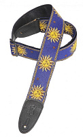 LEVY'S MPJG-SUN-BLU  гитарный ремень, ширина 5 см, полипропилен, цвет синий с желтым теснением "Солнце", длина до 135 см