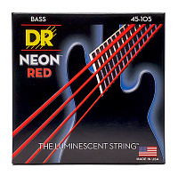 DR NRB-45 струны для 4-струнной бас-гитары, калибр 45-105, серия HI-DEF NEON™, обмотка никелированная сталь, покрытие люминесцентное