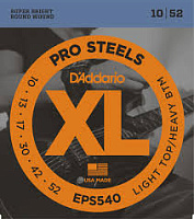 D'ADDARIO EPS540   струны для электрогитары ProSteel, сталь, Light Top/Heavy Bottom 10-52