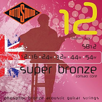 ROTOSOUND SB12 STRINGS PHOSPHOR BRONZE струны для акустической гитары, покрытие - фосфорированная бронза, 12-54