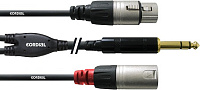 Cordial CFY 1,8 VFM кабель Y-адаптер, джек стерео 6,3 мм - XLR male + XLR female, 1,8 м, черный