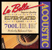 LA BELLA 700L  струны для акустической гитары - Light (009-013-020-027-038-050), обм. серебро