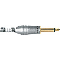 Proel S232 Разъем моноджек 1/4, держатель под кабель пружина 7.3 мм, позолоченные контакты. Корпус металл, цвет никель