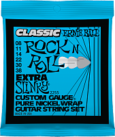 Ernie Ball 2255 струны для электрогитары Classic Pure Nickel Extra Slinky, 8-11-14-22w-30-38
