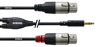 Cordial CFY 1.8 WFF  кабель Y-адаптер джек стерео 3,5 мм/2xXLR female, 1,8 м, черный