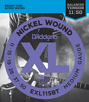 D'ADDARIO EXL115BT струны для электрогитары, Blues/Jazz Rock, никель, 11-50