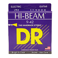 DR LTR-9  струны для электрогитары, калибр 9-42, серия HI-BEAM™, обмотка никелированная сталь, покрытия нет