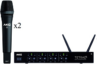 AKG DMS TETRAD VOCAL SET P5 4/2 цифровая вокальная радиосистема: 1 четырёхканальный приёмник DSR Tetrad, 2 ручных передатчика DHT Tetrad P5