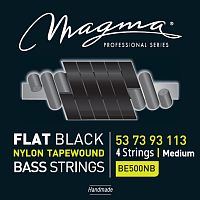 Magma Strings BE500NB  Струны для бас-гитары, серия Nylon Black Tapewound, калибр: 53-73-93-113, обмотка плоская, обернутая нейлоновой лентой, натяжение Medium