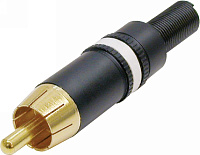 Neutrik NYS373-9 белая маркировочная полоса, кабельный разъем RCA корпус черный хром, золоченые контакты