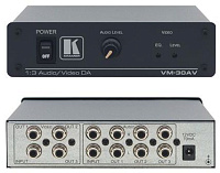 Kramer VM-30AV Усилитель-распределитель 1:3 видео- (разъемы RCA) и звуковых сигналов c регулировкой уровня и АЧХ, 430 МГц