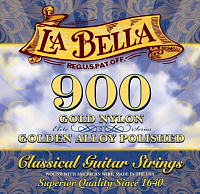 LA BELLA 900 Superior  струны для классической гитары - "золотой" нейлон, полированные басы - обмотка - золото, натяж -39,35 кг