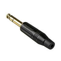 AMPHENOL ACPS-GB-AU  разъем джек стерео кабельный, 6.3 мм, корпус металл, цвет черный, покрытие контактов золото
