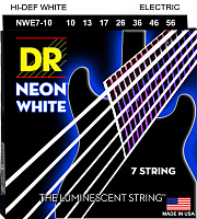 DR NWE7-10  струны для 7-струнной электрогитары, калибр 10-56, серия HI-DEF NEON™, обмотка никелированная сталь, покрытие люминесцентное