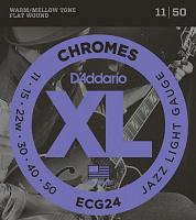 D'ADDARIO ECG24 струны для электрогитары, Jazz Light, 11-50, хром, плоская оплетка