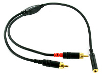 Cordial CFY 0,3 YCC кабель Y-адаптер джек стерео 3,5 мм female/2xRCA male, 0,3 м, черный