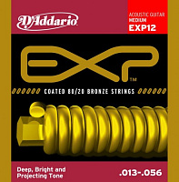 D'ADDARIO EXP12 струны для акустической гитары, бронза 80/20 в оболочке, Medium 13-56, 6-гранный корд