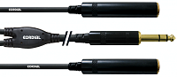 Cordial CFY 0,3 VKK кабель Y-адаптер джек стерео 6,3 мм/2xджек стерео 6,3 мм female, 0,3 м, черный