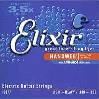 ELIXIR 12077 струны для электрогитары Anti Rust NanoWeb Light Heavy (010-013-017-032-042-052